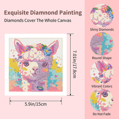 FlyingMage 5D Diamond Art Kits for Adults, Kawaii DIY Painting Art for Women, 4 Pack Cute Diamond Arts and Crafts Sets, Diamond Art Mosaic Kits,Big Gem Full Drill Diamond Dots, Alpaca Owl Panda Sloth