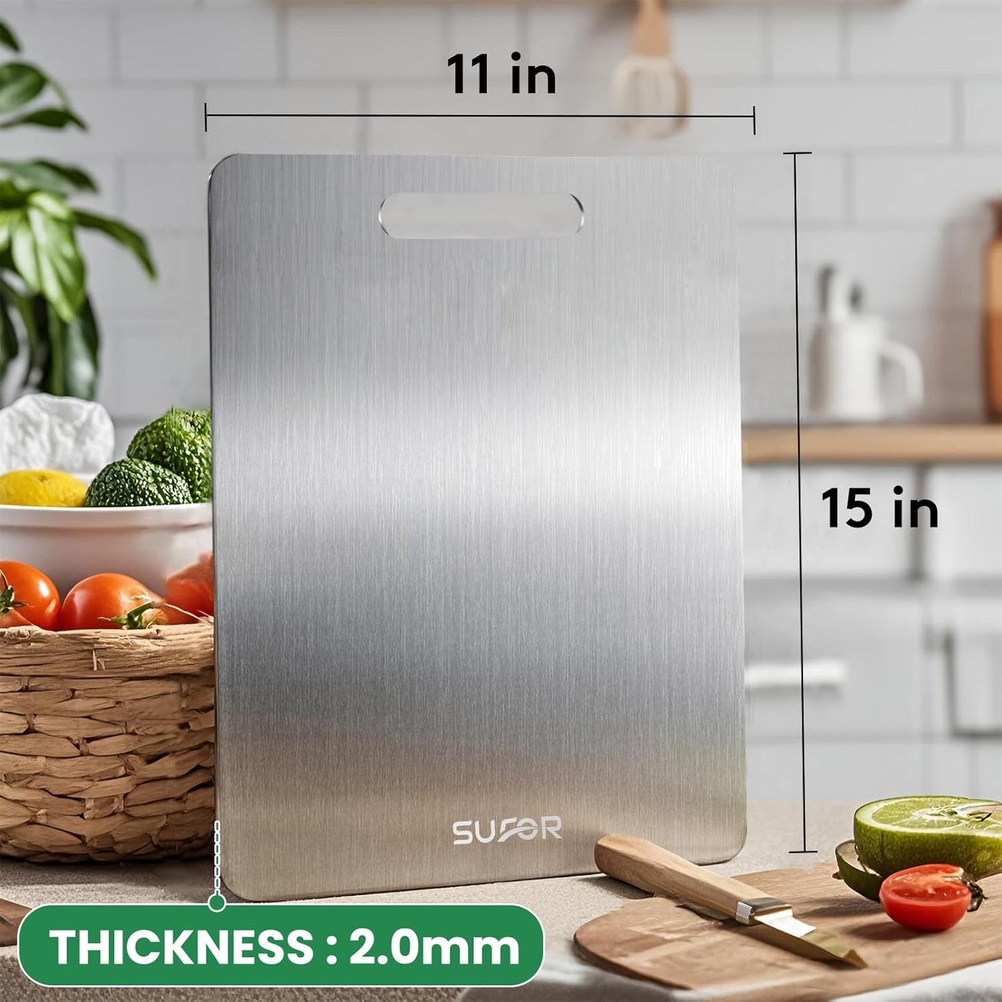 2 Pack 100% Vegetables,15 11 Titanium Cutting Board - Pure Titanium Cutting Boards For Kitche,Easy to clean