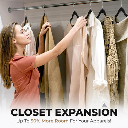 Modern Space Velvet Hangers - 200 Pack Slim Space-Saving Design for Shirts, Pants, and Dresses