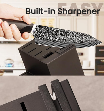 Knife Set, 15 Pieces Kitchen Knife Set with Built in Sharpener, High Carbon German Stainless Steel Knife Block Set, Dishwasher Safe, Mothers Day Gifts