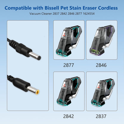 Charger for Bissell Pet Stain Eraser 2837 2842 2846 2877, Compatible with Bissell 1624554 Cordless Vacuum Cleaner