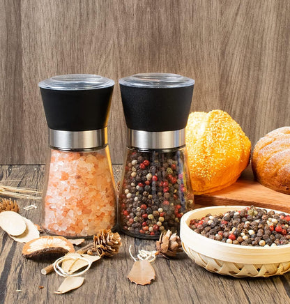 Salt and Pepper Grinder Shakers Set, Refillable Spice Mill Grinders (2.5 inches x 5.1 inches)