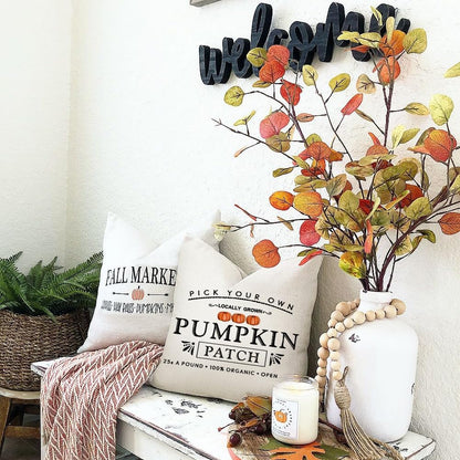 RABUSOFA Fall Pillow Covers - 18x18 Inch Waterproof Cushion Cases | Thanksgiving Pumpkin Patch Design