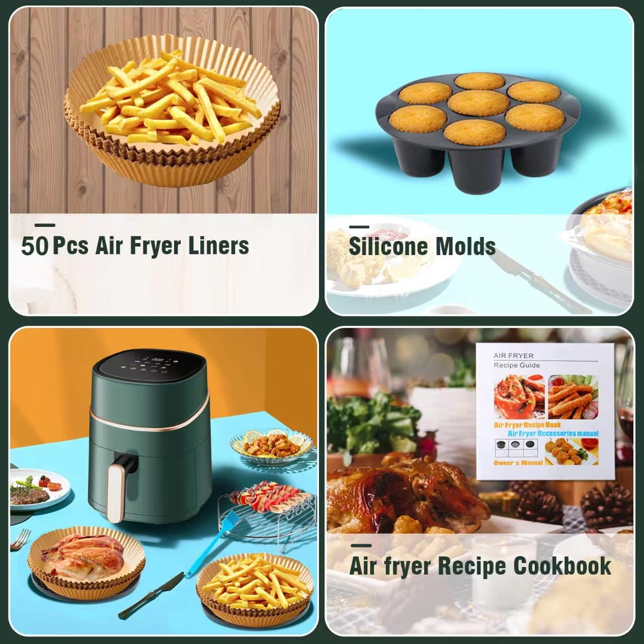 Air Fryer Accessories for COSORI Ninja Gourmia: 12 PCS Set with Oven Cake Pan, Pizza Pan
