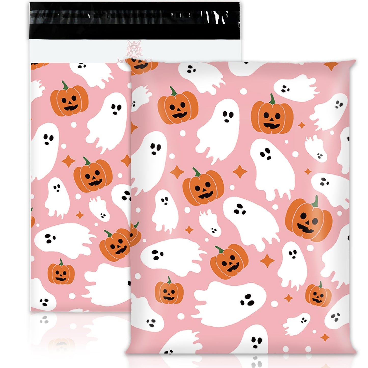 JarThenaAMCS 25 Pcs Halloween Poly Mailers Pink Ghost Pumpkin Packaging Bags Self Sealing Plastic Mailing Envelope Bag for Small Business Clothing Gift, 10 x 13 Inch