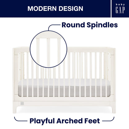 babyGap Wren 4-in-1 Convertible Crib by Delta Children - Greenguard Gold Certified, Antique White