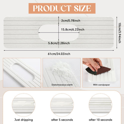 Funnymoom Stone Faucet Mat Sink Splash Guard, 24" Diatomite Quick Drying Stone Faucet Mat, Super Absorbent, Kitchen Sink Oval and Round Splash Tap Pad for Bathroom Counter & Kitchen(White)