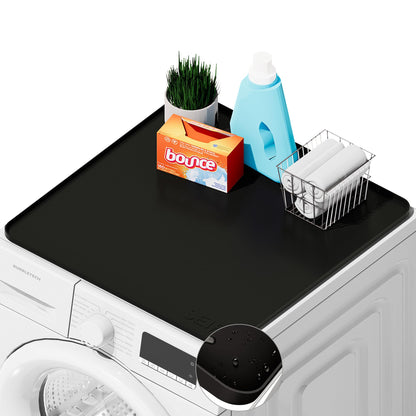 1 PACK SEIRI Washer and Dryer Topper, 26" x 26" Silicone Dryer Top Protector Mat for Flat Top Surface Cover and Front Load Washing Machine Non-Slip Waterproof Laundry Topper Mat Large (Black)