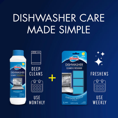 Glisten Dishwasher Cleaner, Removes Limescale, Rust, Buildup, and Grease, Lemon Scent, 12 Ounce Bottle, 6-Pack