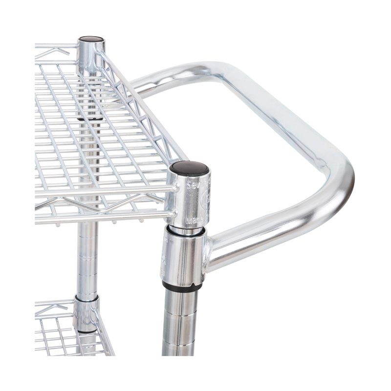 Seville Classics UltraDurable NSF Commercial Heavy Duty Metal Rolling Utility Cart, w/ Steel Shelves, Handle Bar for Restaurant, Garage, Warehouse, Kitchen, Office, Top Shelf (36"W x 18"D)