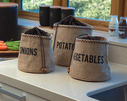 Natural Elements Potato Bag with Blackout Lining, Hessian, 24 x 24 cm, Brown