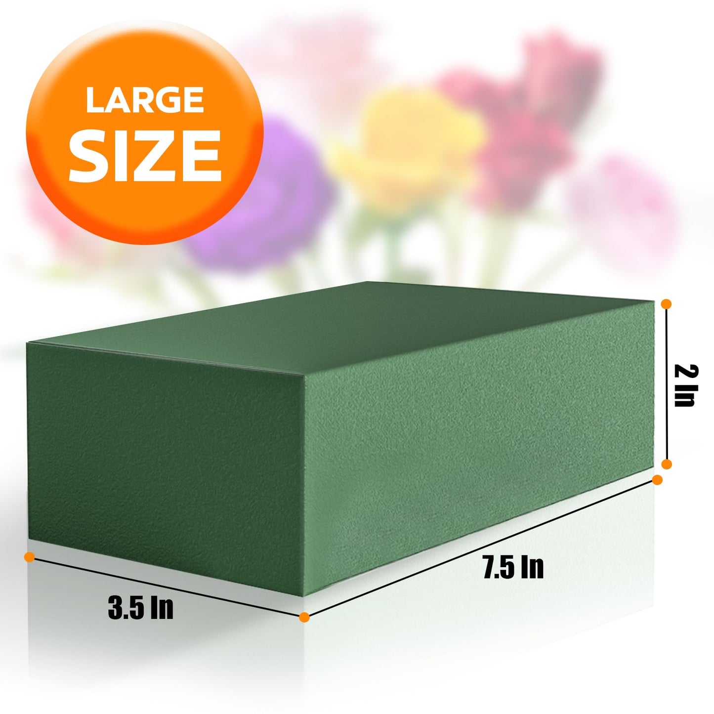 New 6 Pack Large Floral Flower Foam Blocks, Green Plant Foam for Flower Arrangements, Wet & Dry Florist Foam Styrofoam for Fresh and Artificial Flowers (7.5"L X 3.5"W X 2"H)