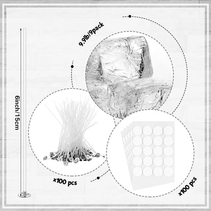 Heigble 6.6 lb Gel Candle Wax Making Clear Handmade High Density Jelly Candle Wax with Wick and Stickers with Dye for DIY Making Kit