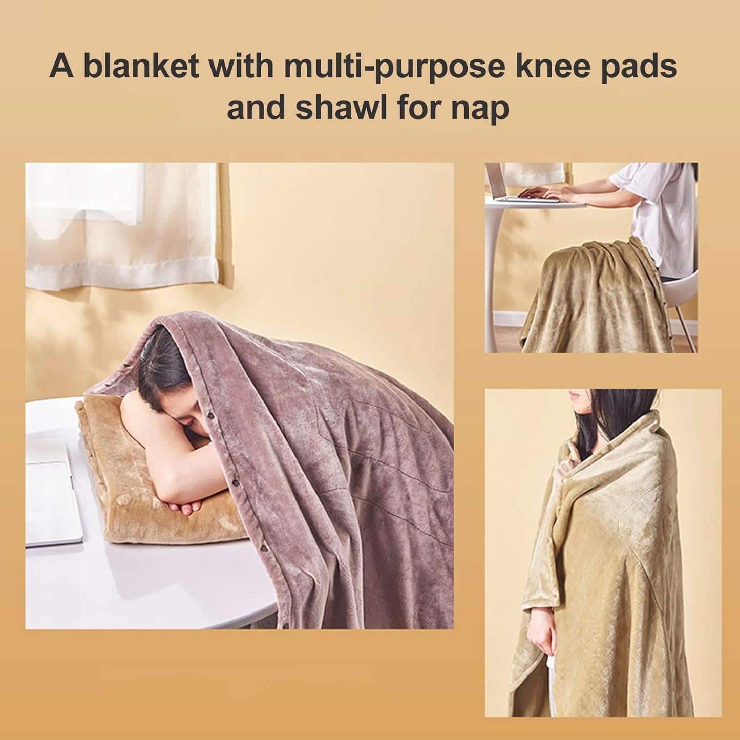 GREENWISH USB Heated Shawl, Electric Lap Blanket Throw, Warm Flannel Pad for Winter Home Office Car, 55 X 32 Inch