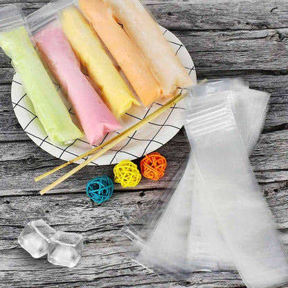 yuntop 60 Pack Ice Pop Mold Bags & Funnel Disposable Ice Mold Bags for Freeze Yogurt Sticks Juice Fruit Candy DIY