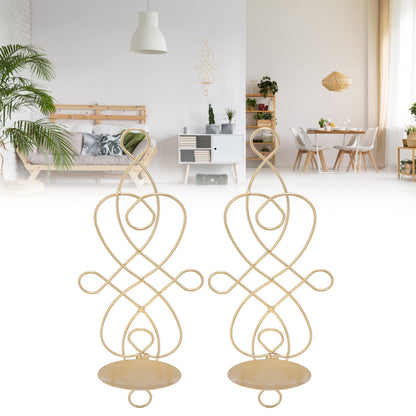 Wall Sconces Candle Holder, Set of 2 Iron Hanging Candle Sconce Holder Foldable Wall Candle Holder for Bedroom Dining Room (Gold)