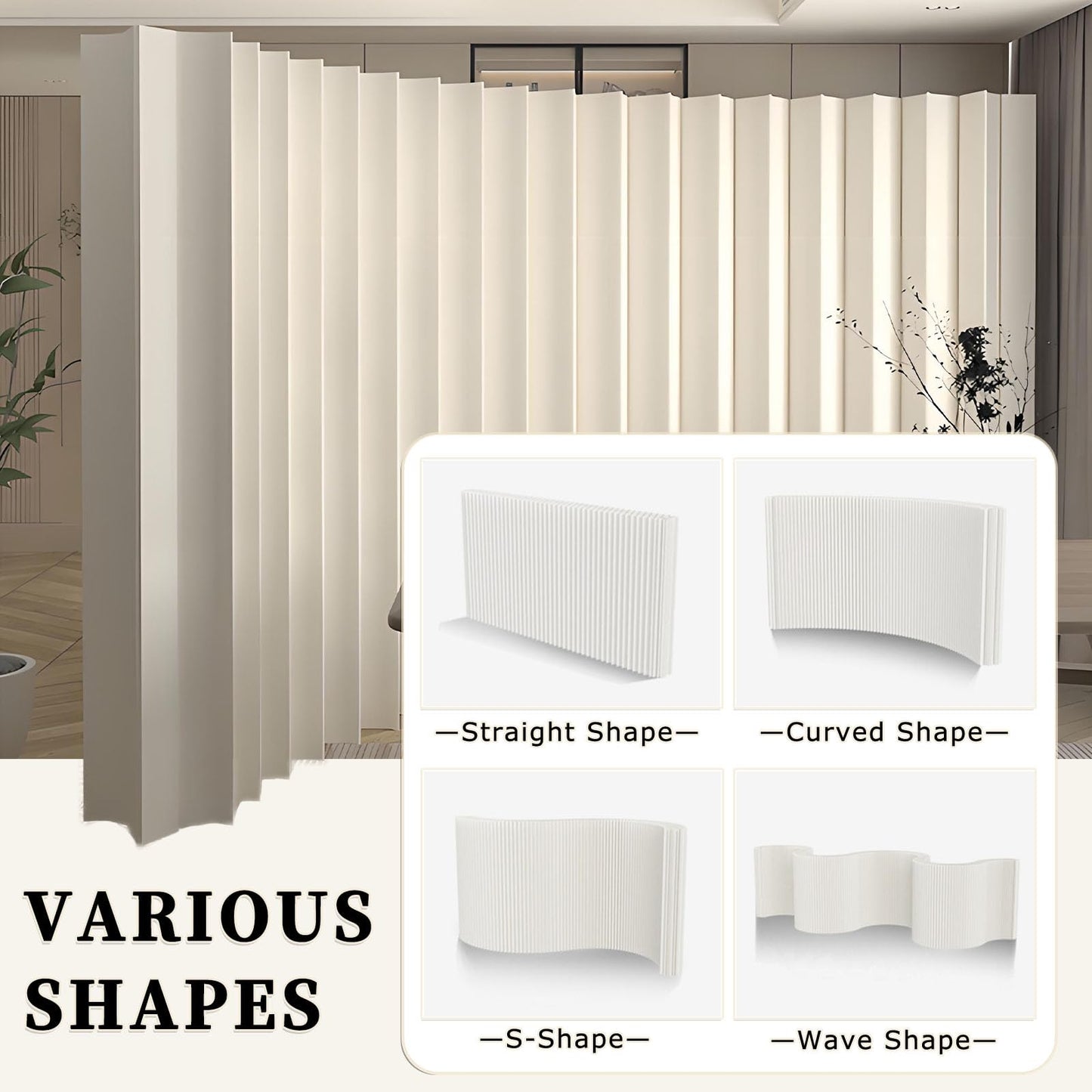 Paper Room Divider, Portable Room Dividers and Folding Privacy Screens, Divider for Room Separation, for Dorm Studio Office
