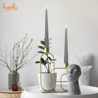 Hyoola Tall Taper Candles - 14 Inch Dark Grey Dripless, Unscented Dinner Candle - Paraffin Wax with Cotton Wicks - 12 Hour Burn Time (Pack of 12)