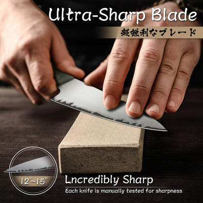 Purple Dragon Kitchen Utility Knife 5.1 Inch, Vg10 Steel Ultra Sharp Blade, Small Kitchen Fruit Paring Knife with Ergonomic Wooden Handle Christmas Gift for Men and Women