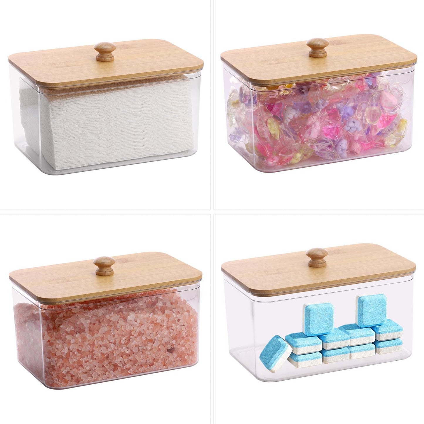 Tbestmax Acrylic Dryer Sheet Holder Container for Laundry Room Dryer Sheet Dispenser with Bamboo Lid