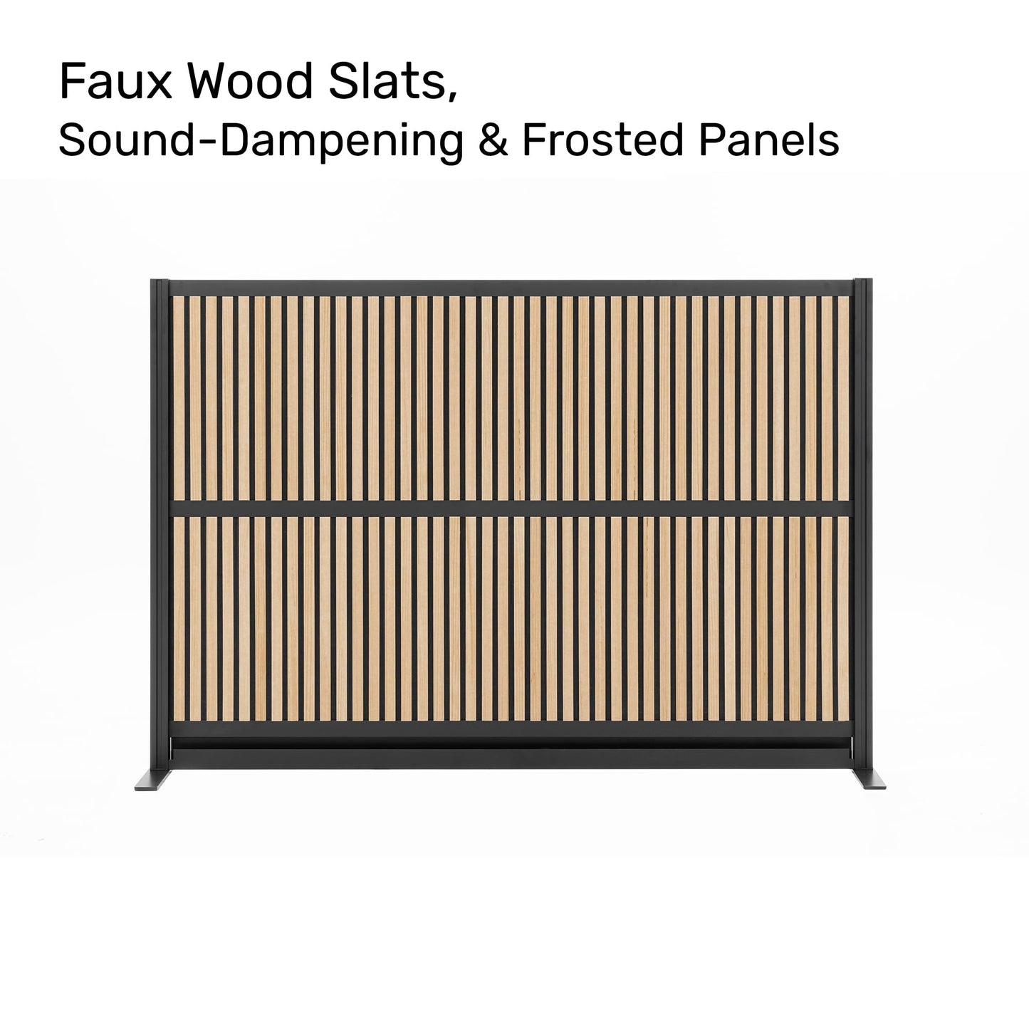 Grove Modular Wall | Room Divider with Faux Wood Slats, Sound Dampening Panels | Expandable Office Partition for Privacy & Stability (70" x 48")