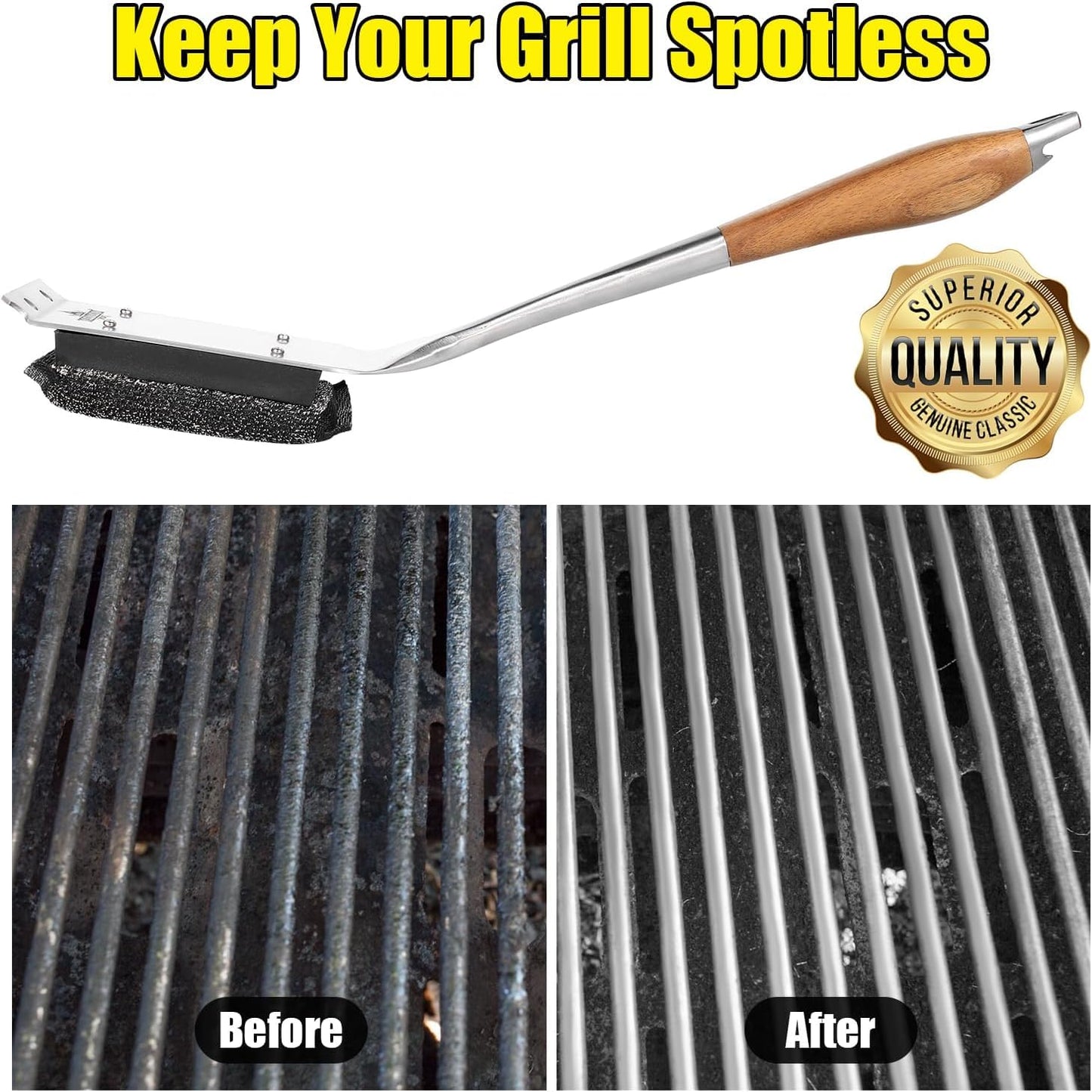 XUDAKAIXIN BBQ Replaceable Scraper Cleaning Head, Durable for Cast Iron or Stainless-Steel Grates, Barbecue Cleaner.