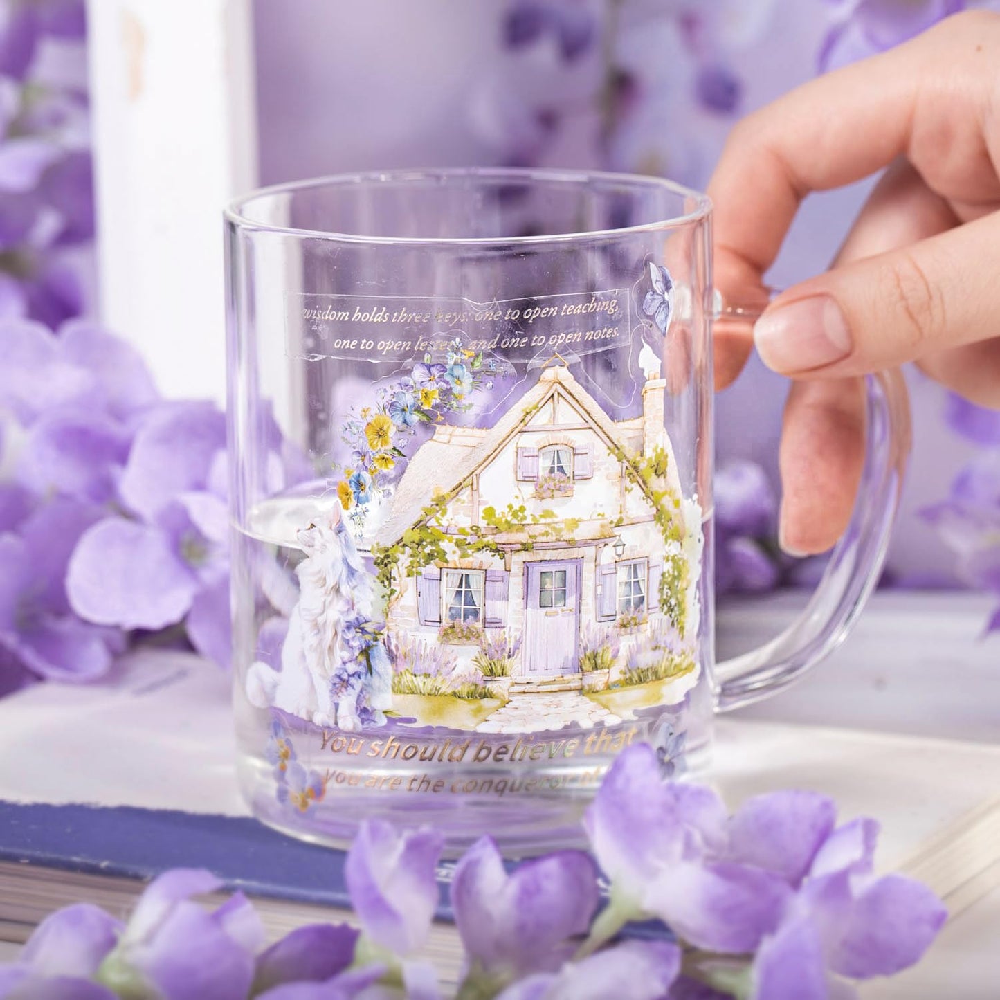 AuriicLeaf Violet Garden PET Sticker Set, 80PCS Fairy-Themed Scrapbook Supplies Journal Stickers in Purple for DIY Crafts, Planners, and Collages