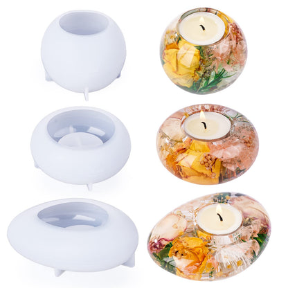 LET'S RESIN Tealight Candle Holder Resin Molds Silicone,3Pcs Tea Light Candle Holder Molds for Resin,Plaster,Cement Concrete,Epoxy Moulds for DIY Home Décor,Great for Beginners