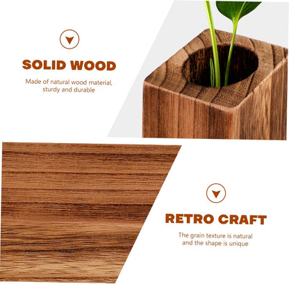 Desktop Wooden Flower Vases - Creative Flower Holder Home Decor, Decorative Plant Pots, Tabletop Decoration