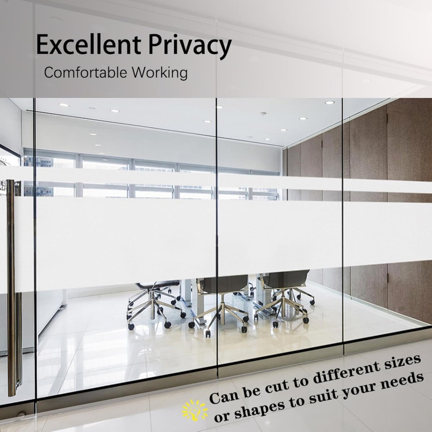 Finnez Window Privacy Film, Frosted Glass Electrostatic Privacy Window Stickers for Home Living Room Bedroom