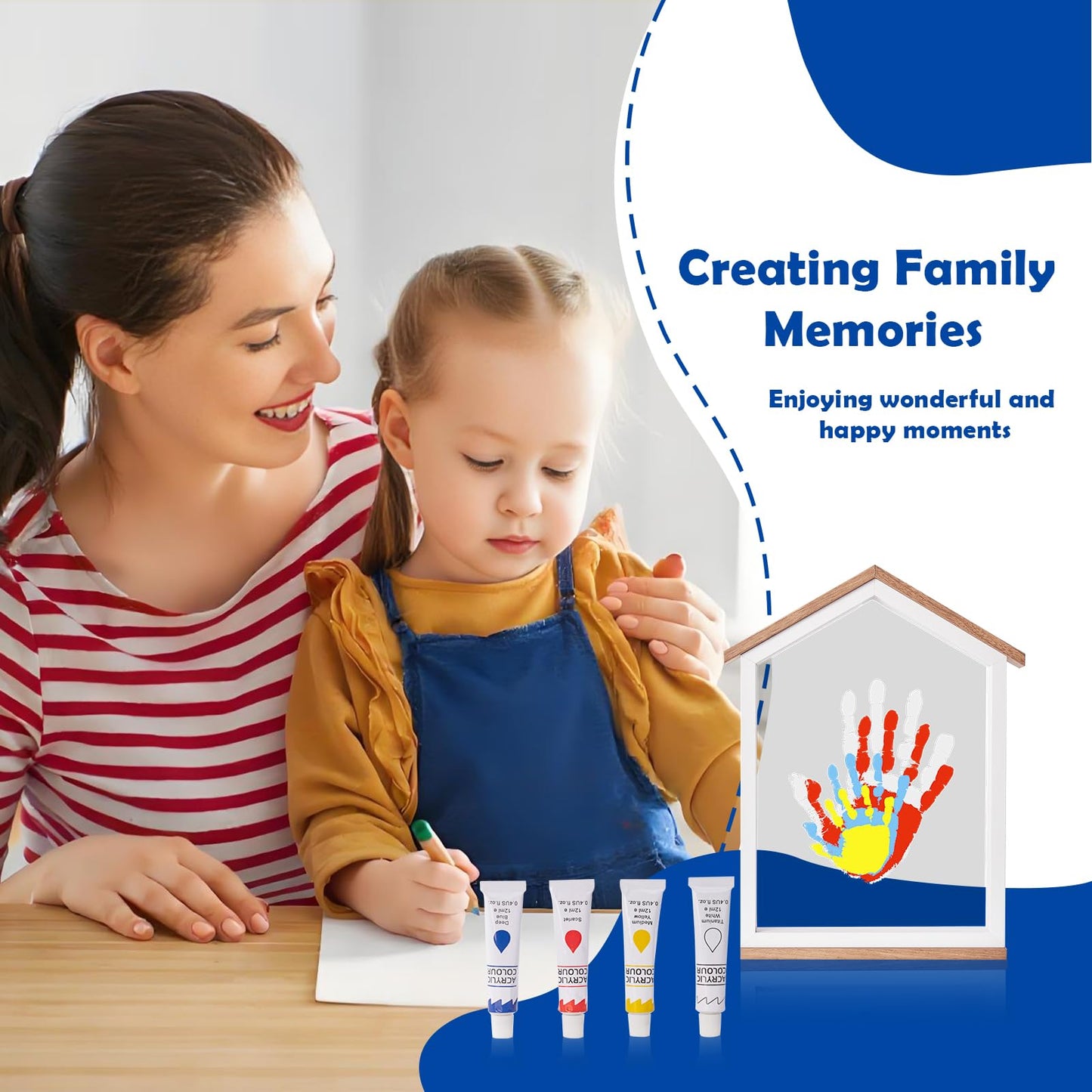 CHERRY CHEERS Exclusive House Shaped Family Handprint Kit; Unique DIY Keepsake, Complete Set, Meaningful Gift for Home Decor, Family Craft & Memory Making