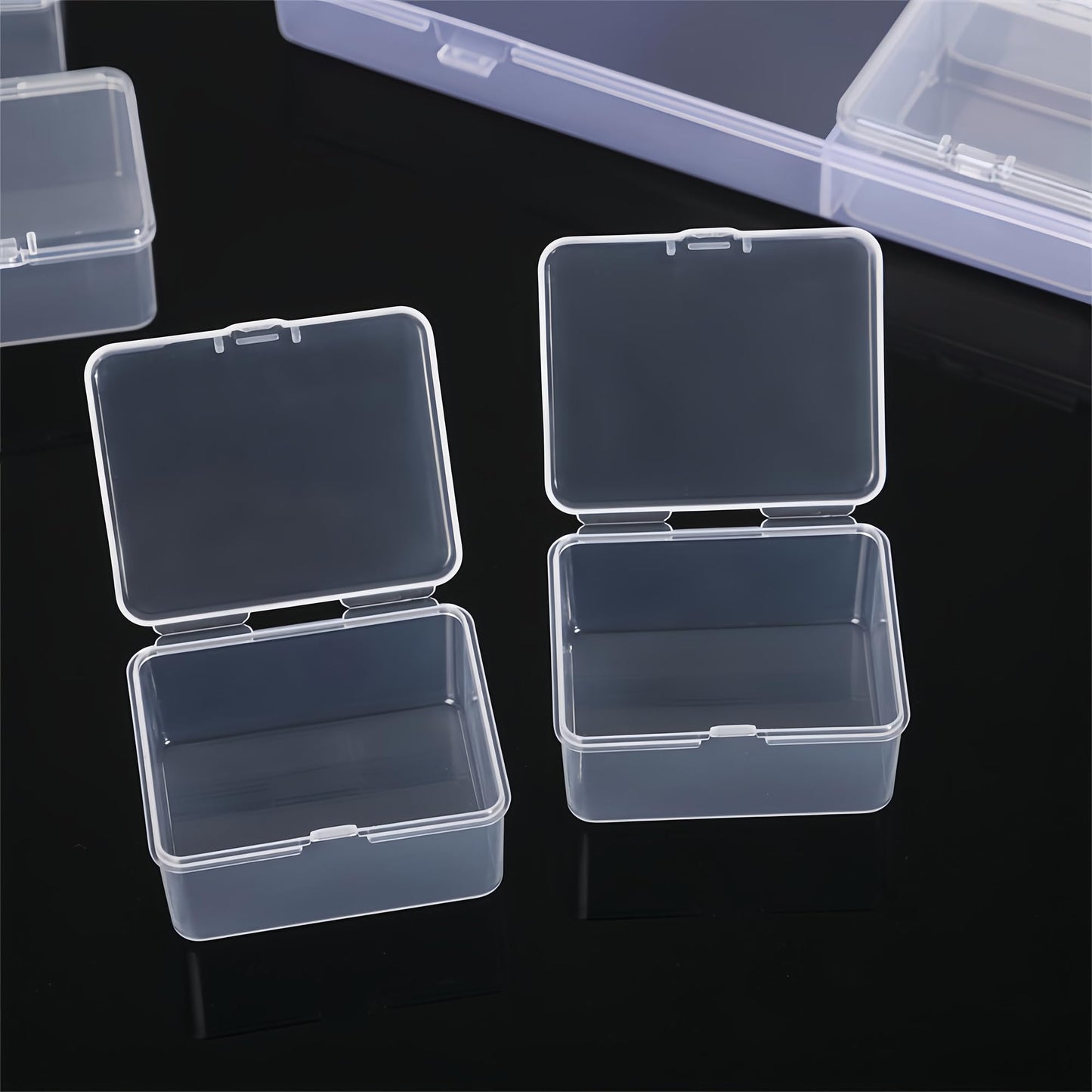 LJY Large 48 Grid Bead Storage Box -3-Pack Transparent Storage Box,Suitable for Jewelry, Earrings,Rings,Diamonds,Hardware,Fishing Gear Portable Mesh Plastic Box with Safety Buckle