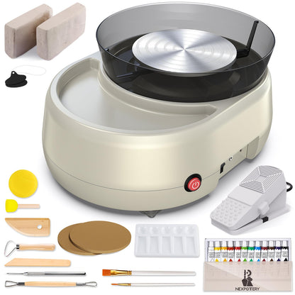 Pottery Wheel for Beginners - Upgraded Pottery Wheel with 6" Turntable with Two-Way Rotation, 2.2lb Clay, Art Supplies Sculpting Tools, Craft Gifts for Teens Kids Adults (Grey)