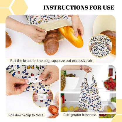 EHZYP 2 Pack 17x13 Inch Beeswax Bread Bags - Reusable Bread Storage Bags,Bees Wax Lined Bread Bags for Home Cooks fresh