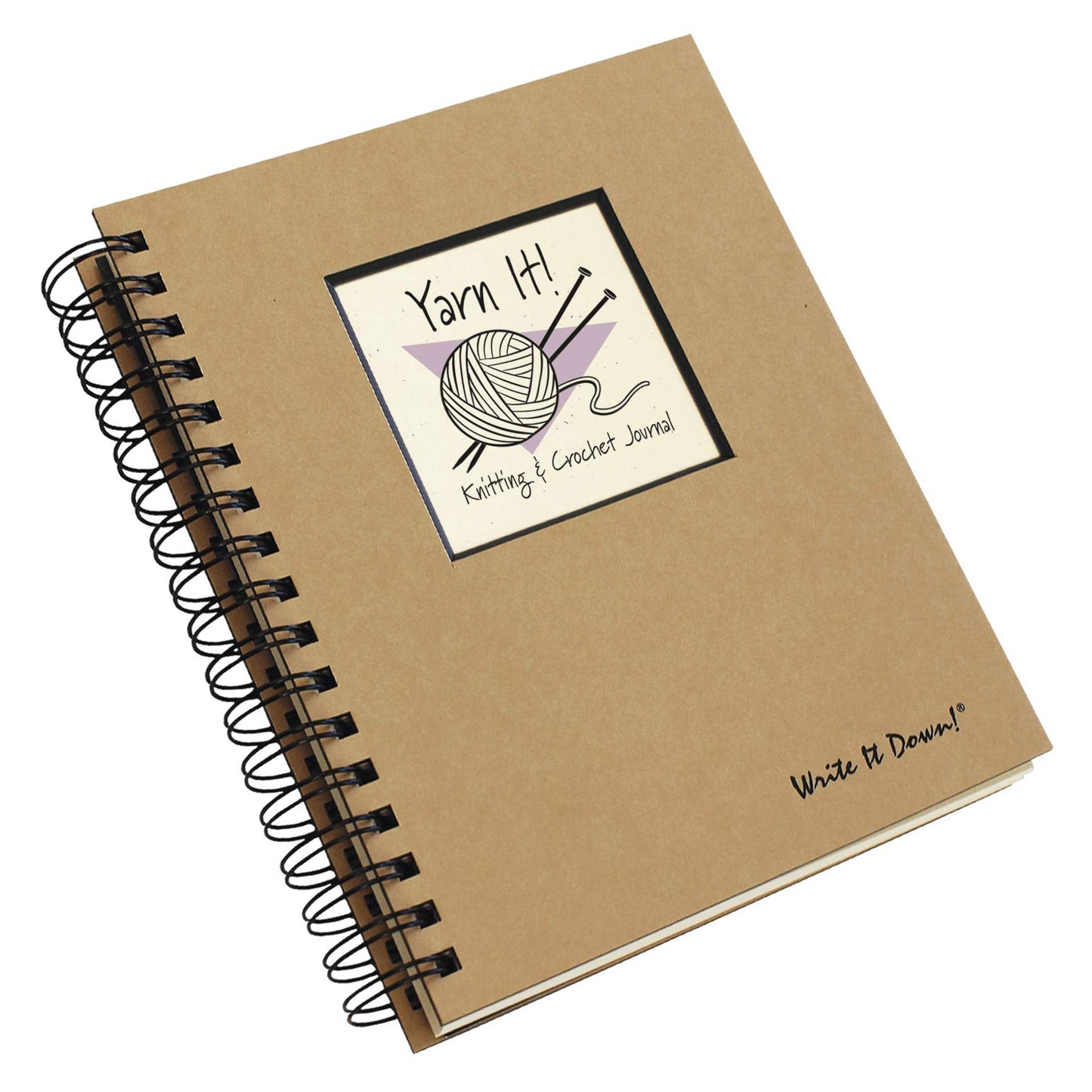 Write it Down series by Journals Unlimited, Guided Journal, Yarn It!, Knitting & Crochet Journal, Full-size 7.5"x 9", Kraft Hard Cover, Made in USA