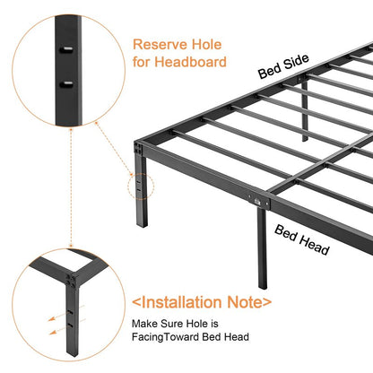 VECELO 16" Full Size Metal Platform Bed Frame,Heavy Duty Steel Slat/Easy Assembly Mattress Foundation/No Box Spring Needed