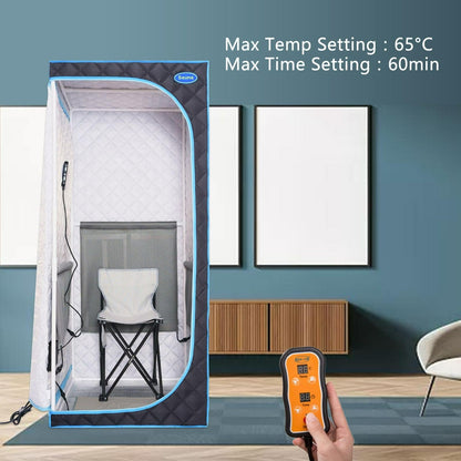 FRITHJILL Portable Infrared Sauna Tent for Home Spa - 700W Full Body Sauna with Foldable Chair, Heating Foot Pad, Remote Control - Easy Setup Indoor Sauna, Max 65°C, 60min Timer, Black