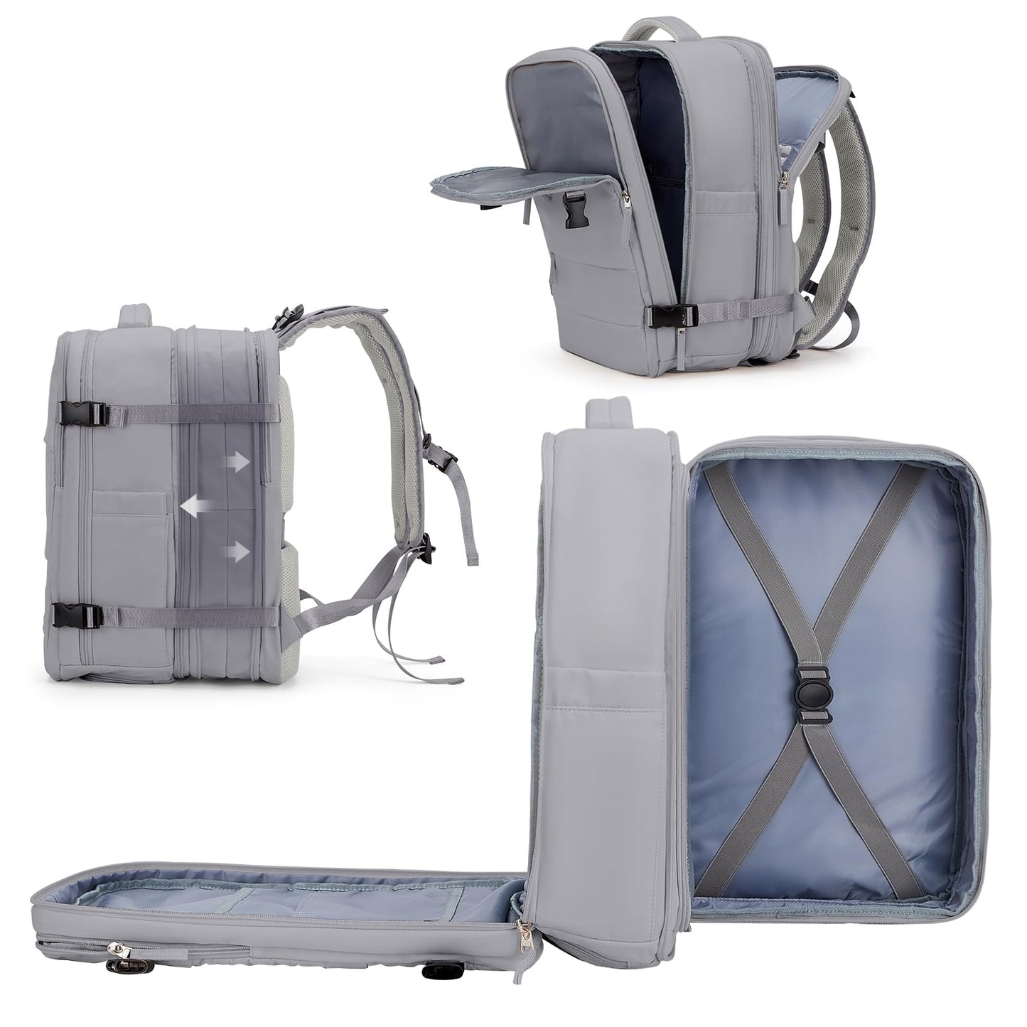 coowoz Travel Backpack Carry On for Women Man Gym Backpacks with Laptop Compartment Mochila de Viaje Teacher Personal Item Backpack Airplane Accessories Must Haves Grey Small