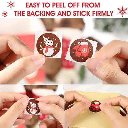 6 Rolls 3000 Pieces Christmas Stickers Round Adhesive Labels - Xmas Decorative Labels Roll 1 Inch 48 Designs for Cards Envelopes Boxes