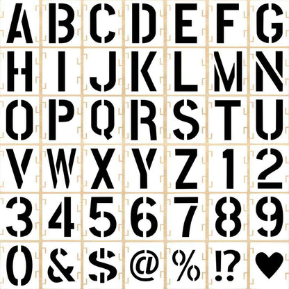 7 Inch 42 Pcs Reusable Letter Number Symbol Stencils, Plastic Painting Templates for Wood Wall Fabric Rock Chalkboard Signage School Door Porch DIY Art Craft Decoration Projects