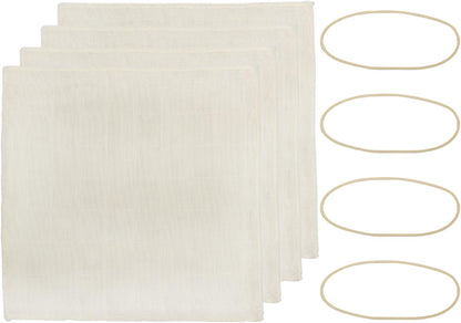Cornucopia Brands Kombucha Jar Cloth Covers - 4-Pack Unbleached Muslin Cloth Covers with Rubber Bands
