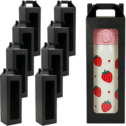 20Pcs Tumbler Gift Box with Handle for 18oz 20oz 30oz Sublimation Glass,Cup boxes for packaging 16oz, Drinking Cup Glasses Mug Can Blanks Tumbler Packaging Boxes with window for gifts(Black)