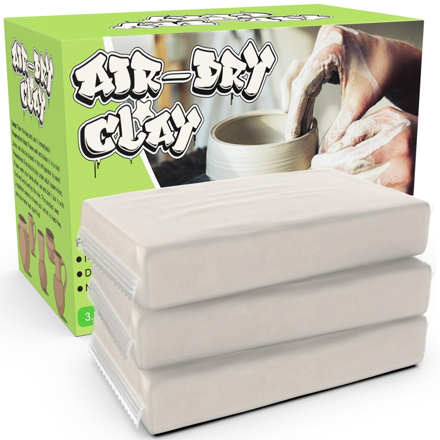 Aujazyble Premium Air Dry Clay for Kids - 3.3lbs Natural White Modeling Pottery Clay for Wheel, Arts & Crafts Supplies for School Classrooms, Craft Gifts for Kids Beginners and Advanced Sculptors
