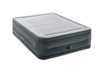 Intex 64417ED 22in Queen Dura-Beam Comfort Plush High-Rise Inflatable Air Mattress with Built in Pump for Travel and Camping, 600lb Weight Capacity