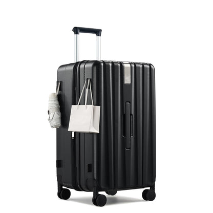 Hanke 24 Inch Plus Expandable Luggage Large Suitcases with Wheels, Medium Checked Luggage Hard Shell Suitcases, PC Trunk Luggage Extra Large Suitcase with Lock for Women Men(Jet Black)