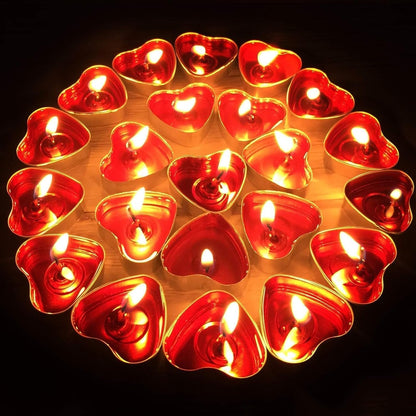 IJRPLM 50 Pack Heart Shaped Tealight Candles, Romantic Love Unscented Tea Lights Candles, Dripless & Long Lasting Smokeless, Mini Tealight Candle for Wedding Party Home Decor, White