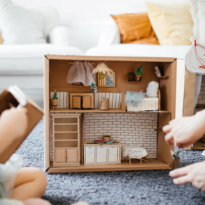 Toyvian Mini Wooden Drawer Cabinet, 1: 12 Dollhouse Decoration Bookshelf with Wood Drawer Tiny Bookcase TV Cabinet Model Storage Shelves Dollhouse Furniture Accessories