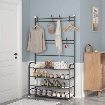 Rack,3-in-1 4-Tier 8 Hooks,16-20 UDEAR Entryway Coat Hall Tree Multifunctional Storage Shelf with Shoe Bench and Pairs
