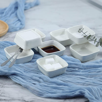Square-Shaped Ceramic Sauce Dish, 4 PCS Multipurpose Sushi Dipping Bowl Appetizer Plates Serving Dish