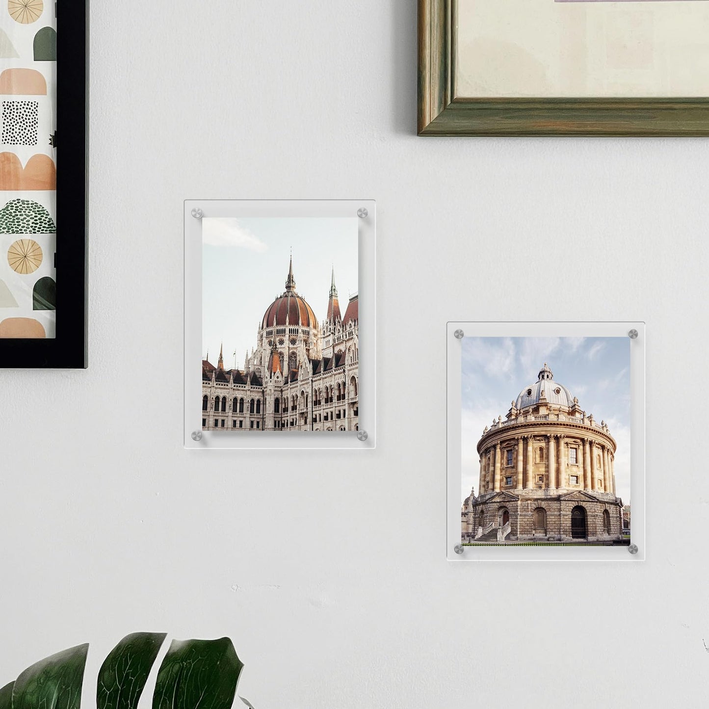 AITEE 8x10 Acrylic Picture Frames 4 Pack, Clear Picture Frames for Wall, Modern Frameless picture Frames Lucite Transparent Square Cubes Floating Hanging Photo Frame Gift for Home Office Display